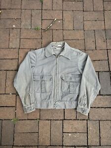 Vintage 1950’s Gray Canvas Work Jacket Cropped Fit Size 38 Topps, Sanforized