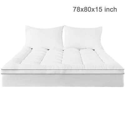 厚床垫垫 冷却床垫 上衣 透气 填充 8-21 英寸 深口袋 — 第 1/4 张图片