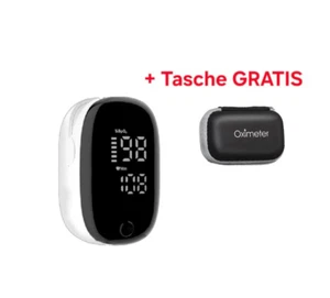 Pulsoximeter, Sauerstoffmesser Finger, Oximeter , Blut, LED mit Tasche Schwarz - Bild 1 von 5