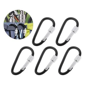 5pcs Small Carabiner Clips Keychain Screwgate Travel D- Snap - Picture 1 of 7