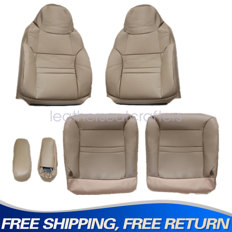 For 2000 2001 Ford Excursion Limited Front Bottom & TOP Leather Seat Cover TAN Foto 1 de 4