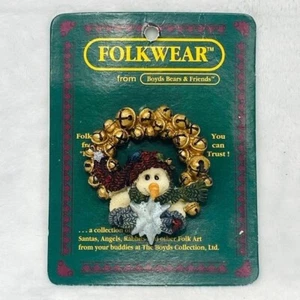 Broche corona muñeco de nieve vintage Boyds Bears & Friends - nuevo en tarjeta - Imagen 1 de 8