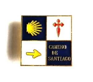 Camino de Santiago Pilgrim Lapel Pin Badge - Four Camino Symbols - Picture 1 of 3