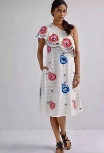 Anthropologie Plent Tracy Reese bestickt einschulteriges Kleid M - Bild 1 von 11