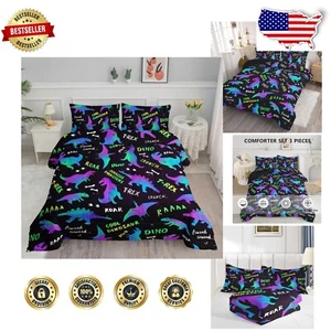 Cute Dinosaur Comforter Set - Twin Bedding with 2 Pillowcases for All Seasons - Picture 1 of 9