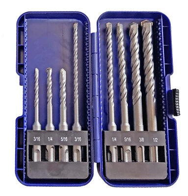 PEACK-CUT 8Pcs SDS Plus Drill Bit Set Carbide Tip Rotary Hammer Masonry Concrete Drill Bit