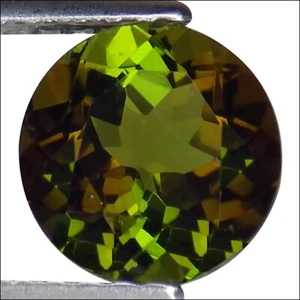 1.45 Ct Natural Tourmaline IGI Certified Gemstone Brownish Green Round Cut - Picture 1 of 2