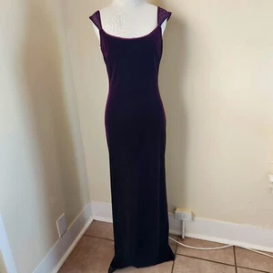Niki Livas Vintage Dark Purple Formal Velvet Maxi Dress Prom Women's Size 6 - Picture 1 of 12