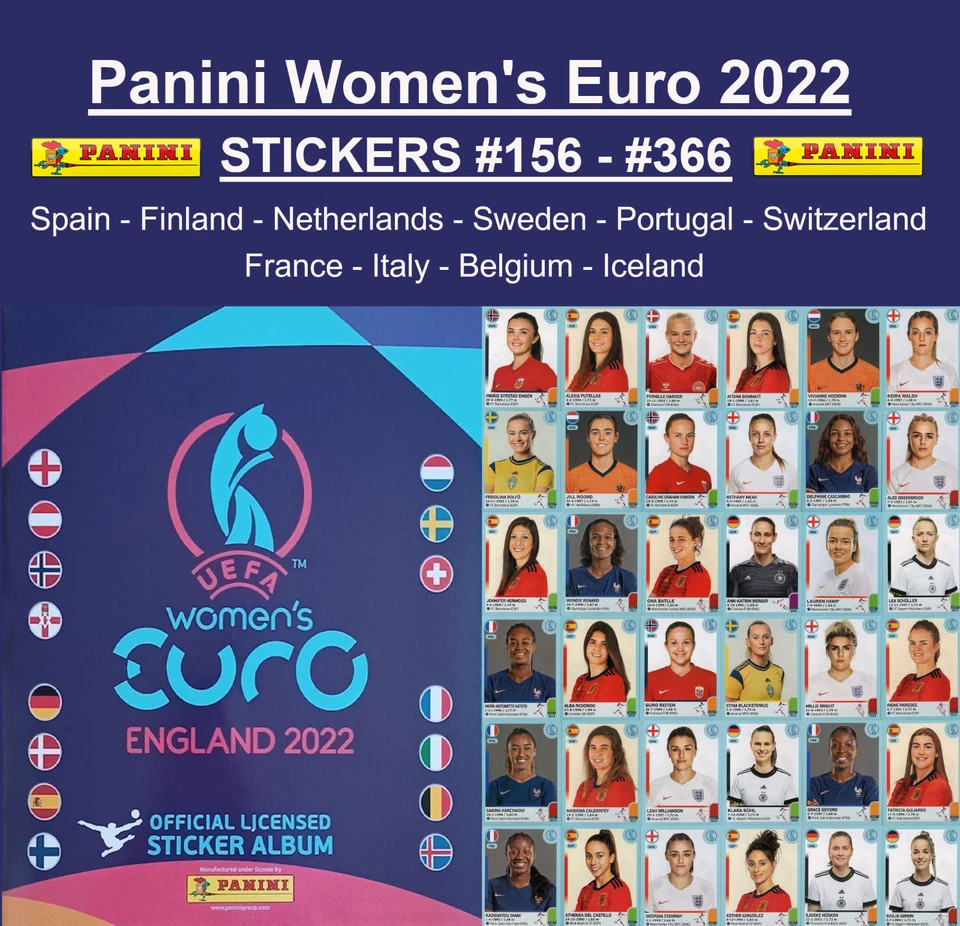 Panini Women's Euro England 2022 STICKERS #156 - #366 - Image 1 of 1