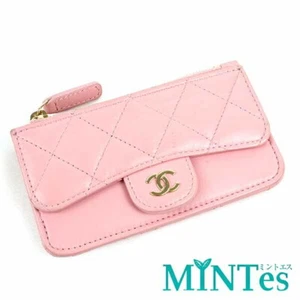 Auth Chanel Matelasse Card Case Coin Case Pink Lambskin Leather Coco Mark Quilte - Picture 1 of 6