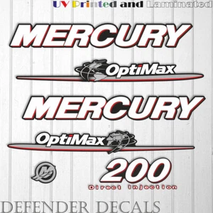 Mercury 200 HP OPTIMAX outboard engine decal sticker kit reproduction 200HP - Picture 1 of 1
