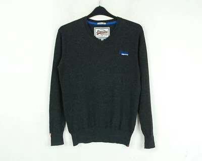 Superdry Vintage M Homme Pull Cachemire Étiquette Orange V-Cou Vtg - Photo 1/4