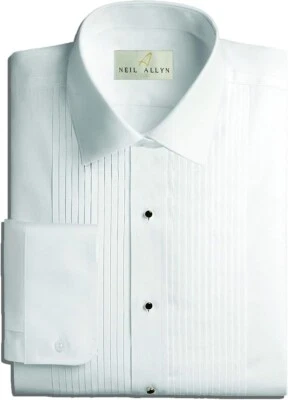 Camisa de Esmoquin Neil Allyn Para Hombres Talla 2XL 18.5 36/37 Cuello Acostado 1/4 pulgada Pliegues Foto 1 de 2