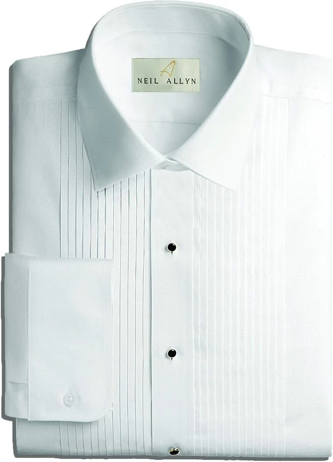 Camisa de Esmoquin Neil Allyn Para Hombres Talla M 15-15.5 34/35 Cuello Acostado 1/4 pulgada Pliegues Foto 1 de 1
