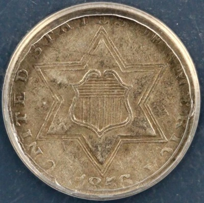 1856 3cs Three Cent Silver Piece ANACS EF 45 Details Cleaned - Image 1 of 4