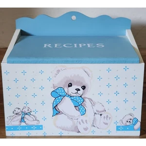 Tienshan Theodore Country Bear Wooden Recipe Box Vintage 90's See Pictures  - Picture 1 of 14