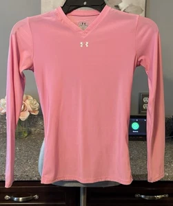 Girls long sleeve Under Armour pink long sleeve shirt size YLG youth large - Picture 1 of 3