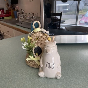 Rae Dunn Ceramic Honey Bear Jar And Dipper - NEW RELEASE 2025 - Picture 1 of 3