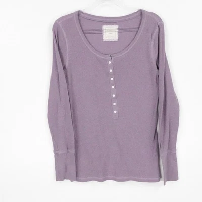 Y2k Old Navy Henley Shirt Womens Large Purple Ribbed Long Sleeve Preppy Gurnge - Image 1 of 4