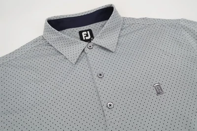 Footjoy Mens XL Gray Navy Polka Dot Golf Performance Polo Shirt Short Sleeve - Image 1 of 4