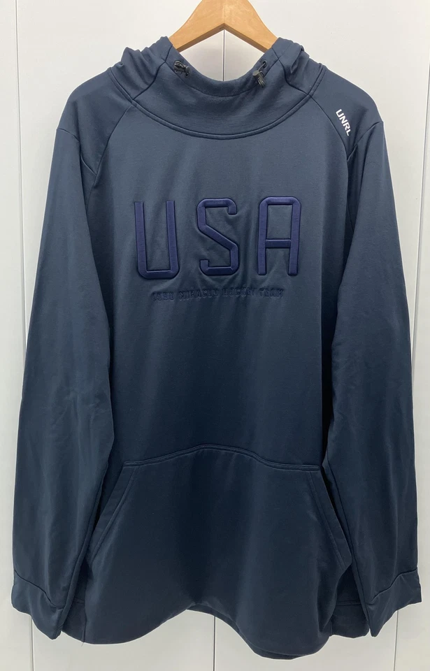 USA Hockey Hoodie Sweatshirt Mens 3XL Navy 1980 Miracle Team UNRL Pullover - Image 1 of 4