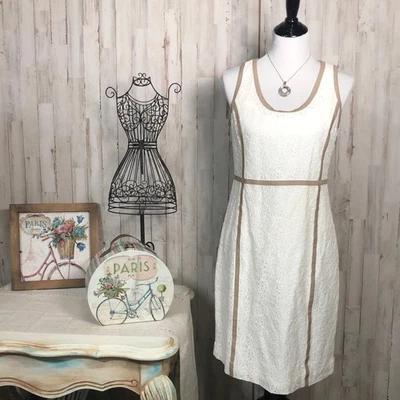 Beautiful Michael Kors Ivory Lace Dress with Tan Accents Size 8 - Image 1 of 4