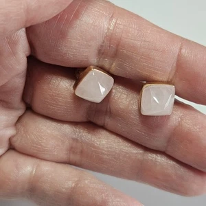 Michael Kors Rose Gold Tone Rose Quartz Pyramid Earrings - Picture 1 of 10