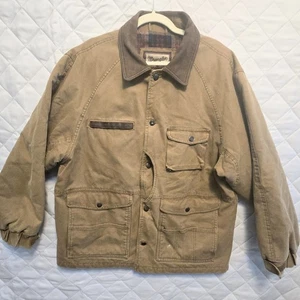 Vtg Wrangler Outerwear Jacket Mens L Canvas Flannel Lined Barn Chore Work Coat  - Picture 1 of 9