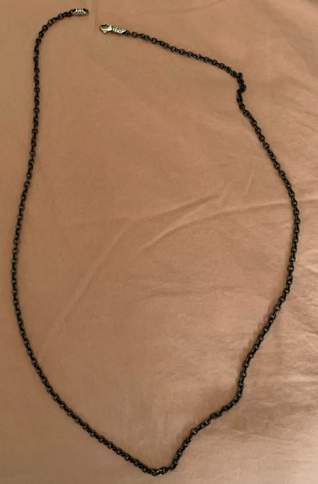 Collar de cadena de acero Stanley negro John Hardy. Cierre de langosta de plata de ley 925 Foto 1 de 1