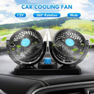 12V Dual Head Car Fan Portable Vehicle Truck 360° Rotatable Auto Cooling Cooler - Picture 1 of 57