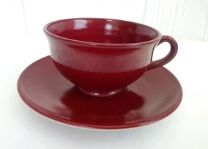 Vintage Hazel Atlas Red Ovide Platonit Kaffeetasse Untertasse Teller Oma Landhaus Kern - Bild 1 von 8