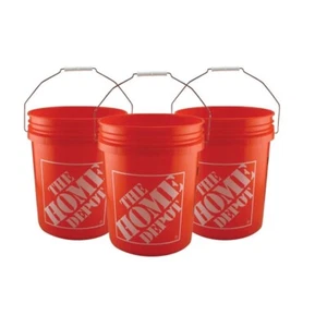 5 GALLON All Purpose Plastic Buckets Homer Pails Paint Utility Job pack of 3 New - Picture 1 of 4