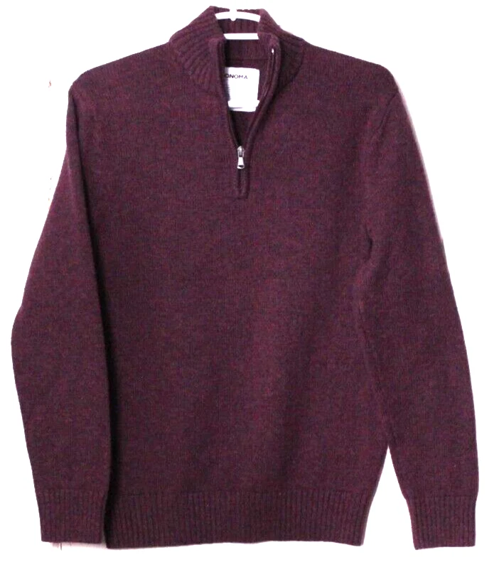 SUÉTER SONOMA 1/4 CREMALLERA Hombre Talla S Borgoña Morado Mezcla Algodón Manga Larga Foto 1 de 4