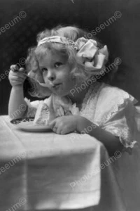 Sweet Girl Tot Eats Spoonful Of Ice Cream Professional Photo Lab Reprint - Picture 1 of 1