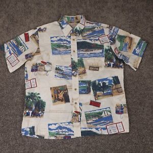 Kahala Hawaiian Shirt Mens XL Zane Gray Collection Fishing Nautical Made In USA