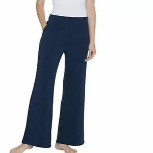 Pantalones Anybody Medianos Azul Marino Felpa Terry Pierna Ancha Tejido - Imagen 1 de 4