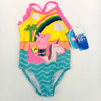 Peppa Pig Traje de Baño Bebé Niña Una Pieza Arco Iris Unicornio Rosa Talla 12M NUEVO CON ETIQUETAS AA9 Foto 1 de 4