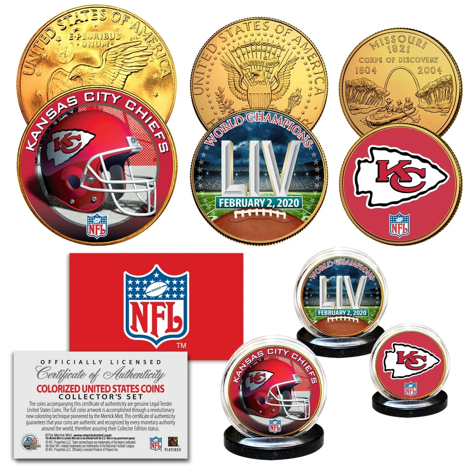 Super Bowl LII 54 NFL Champions KANSAS CITY CHIEFS 3-Coin Set Kansas City Themed - Image 1 of 1