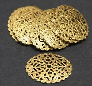12 piezas de filigrana de latón sólido ovalada 29x23mm - Imagen 1 de 2