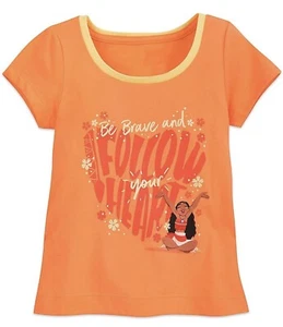 Disney Moana Ringer T-Shirt for Girls - Orange S 5/6 New With Tag - Picture 1 of 2