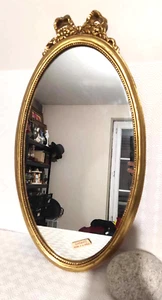 miroir ancien ovale doré a la feuille d'or vintage - Picture 1 of 7