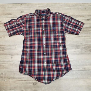 Ralph Lauren Classic Fit Shirt Mens S Red Plaid Short Sleeve Button Up - Picture 1 of 8