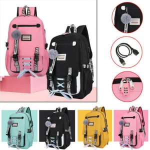 Women College School Bags For Teenage Girls USB With Lock Anti Theft Backpack - Picture 1 of 15