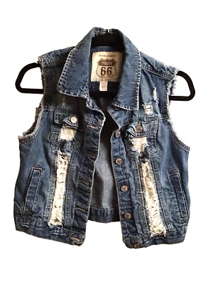Route 66 Original Company Womens Denim Custom Vest Size Medium - Image 1 of 4
