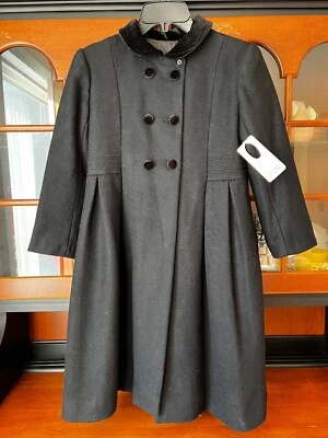 Isabel Garreton Black Wool New York Coat Velvet Collar Buttons Size 7 Worn Once - Изображение 1 из 4