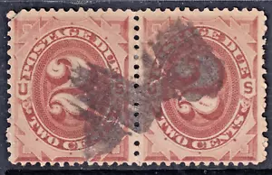 USED HORIZONTAL PAIR US #J2 POSTAGE DUE CV$50.00 - Picture 1 of 2