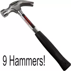 Tool LOT OF 9 Stalwart 75-HT3001 Tubular Steel Claw Hammer 16 oz FREE SHIPPING! - Picture 1 of 6