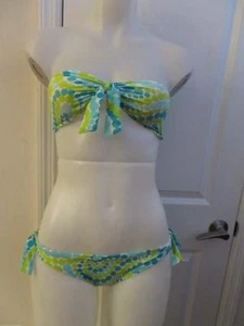 WOMENS MILLY CABANA BLUE/GREEN/WHITE POLKA DOT 2PC SWIMSUIT BIKINI PETITE SMALL - Picture 1 of 5