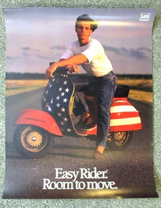 Vtg 1988 Original LEE Jeans Easy Rider Vespa Room to Move Ad Poster Sign 28"x22" - Picture 1 of 6