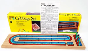 Pavilion Deluxe Cribbage Set Bicycle Cards Solid Wood Board Peg Storage - Picture 1 of 11